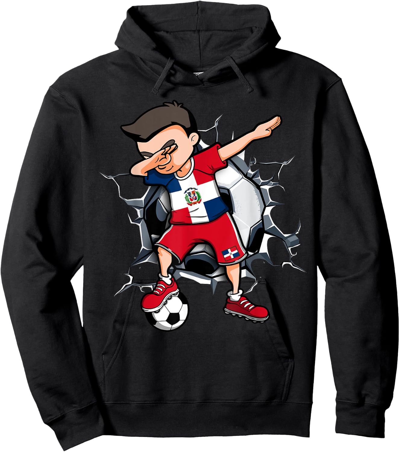 Dabbing Soccer Boy Dominican Republic Football Fans Jersey Hoodie - Hoodie | Black