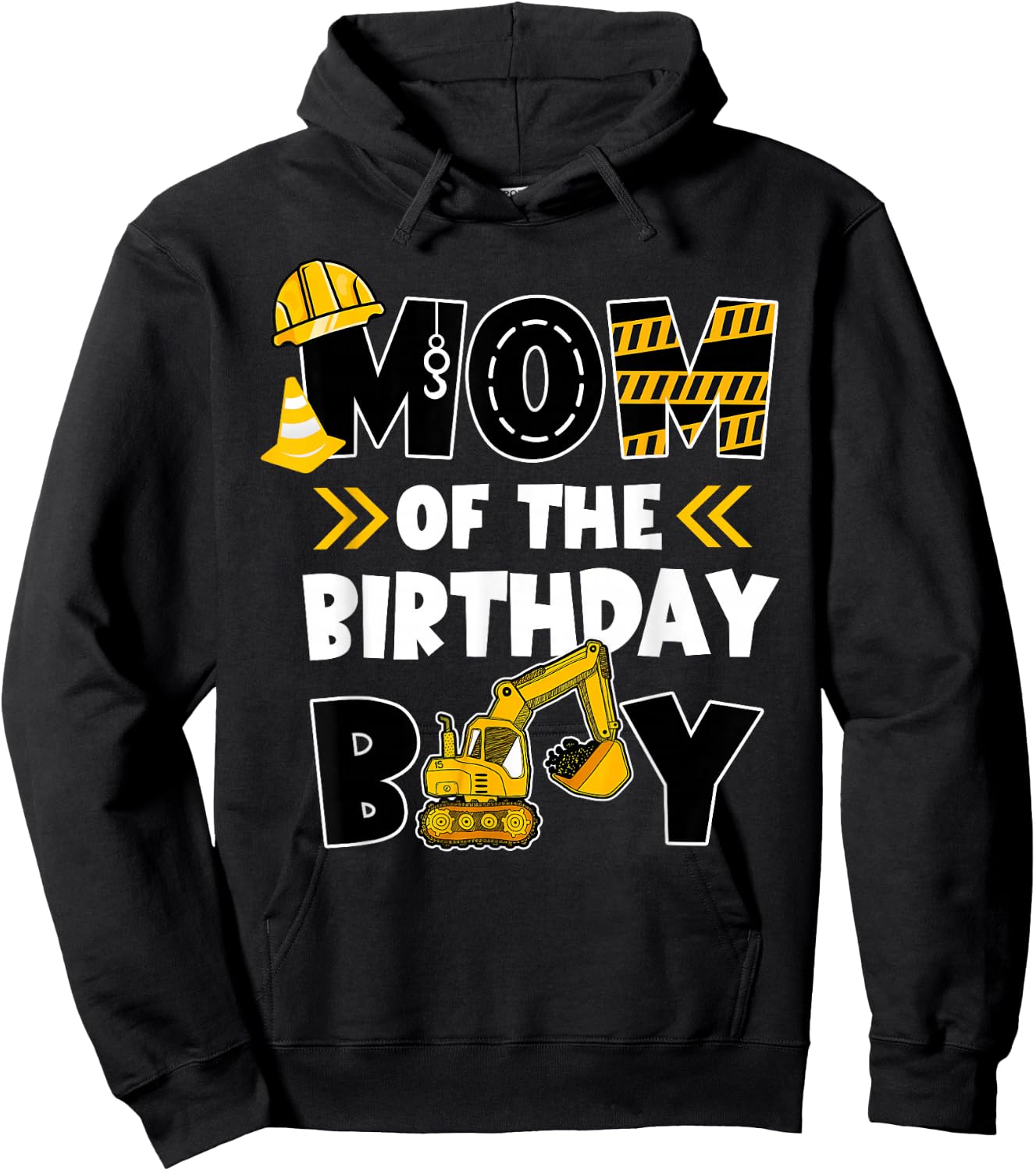 Mom of The Birthday Boy Shirt Construction Truck Digger Hoodie - Hoodie | Black
