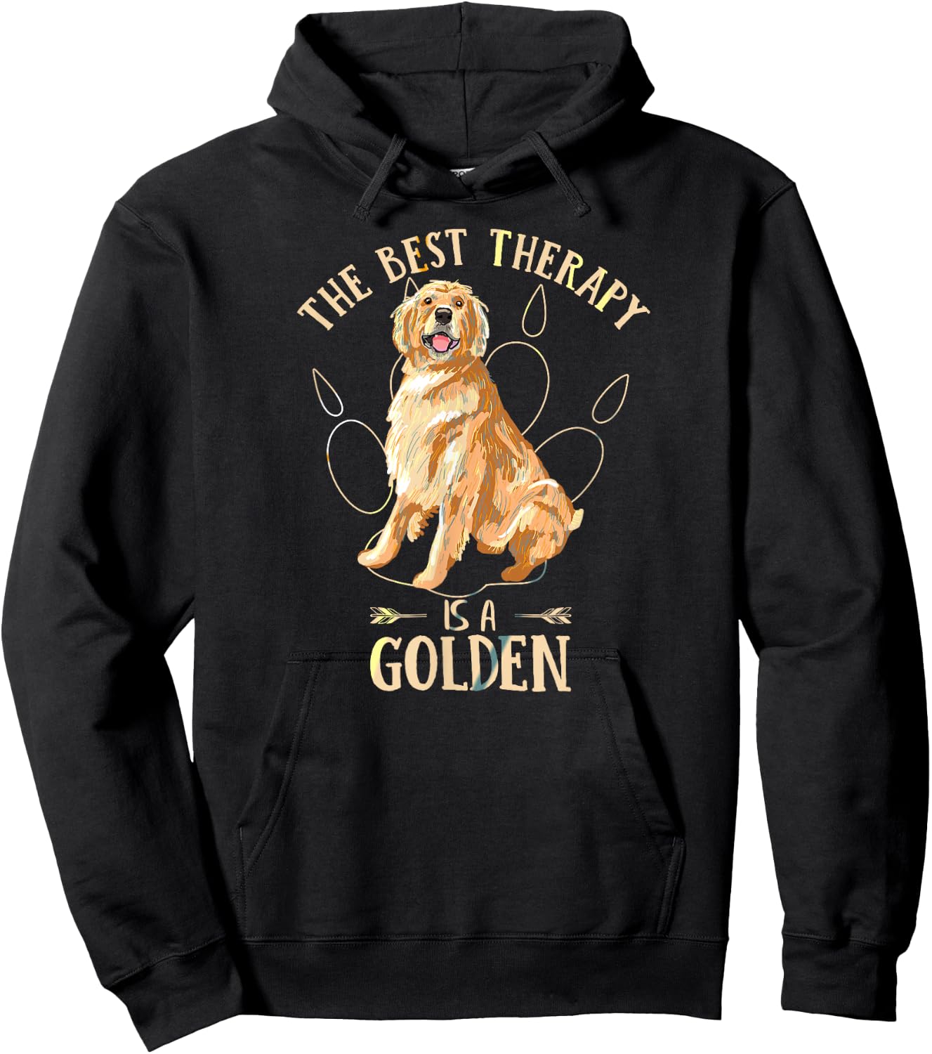 Colorful The Best Therapy Is A Golden Retriever Puppy Lover Hoodie - Hoodie | Black