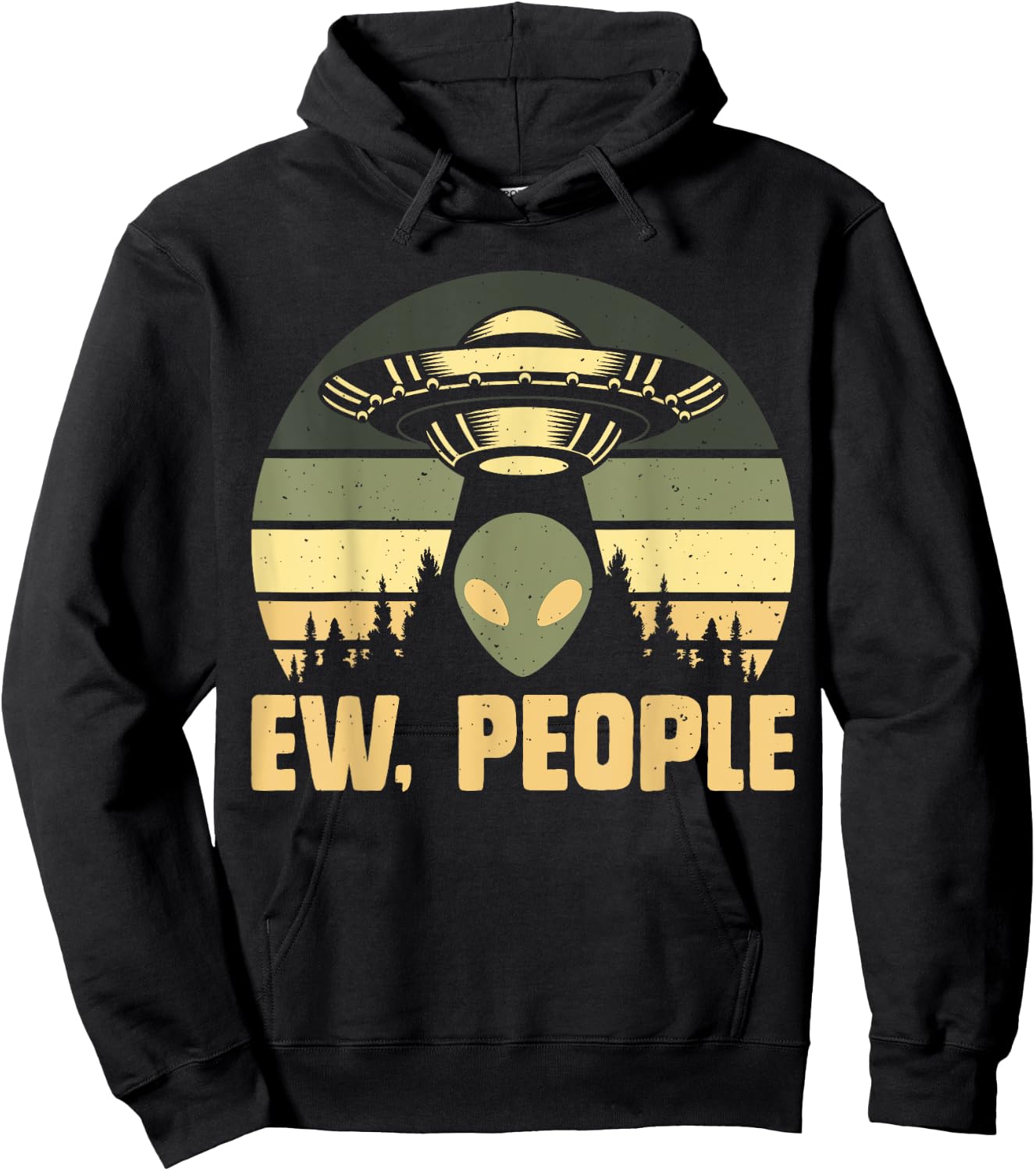 Funny Alien Gifts Extraterrestrial Aliens DAIMMER - Ew People - Ufo Alien , Flying Saucer - Black - Men's -Adults - Short Sleeve - Regular Fit - Small Hoodie - Hoodie | Black