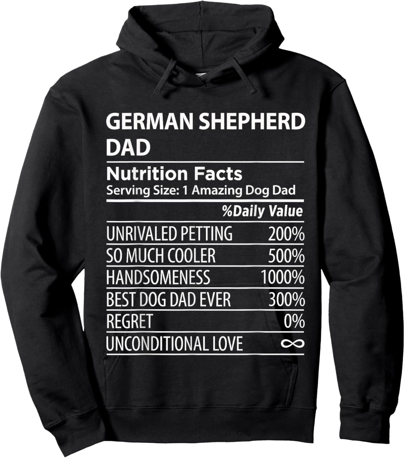 German Shepherd Dad Nutrition Facts Funny German Shepherd Hoodie - Hoodie | Black
