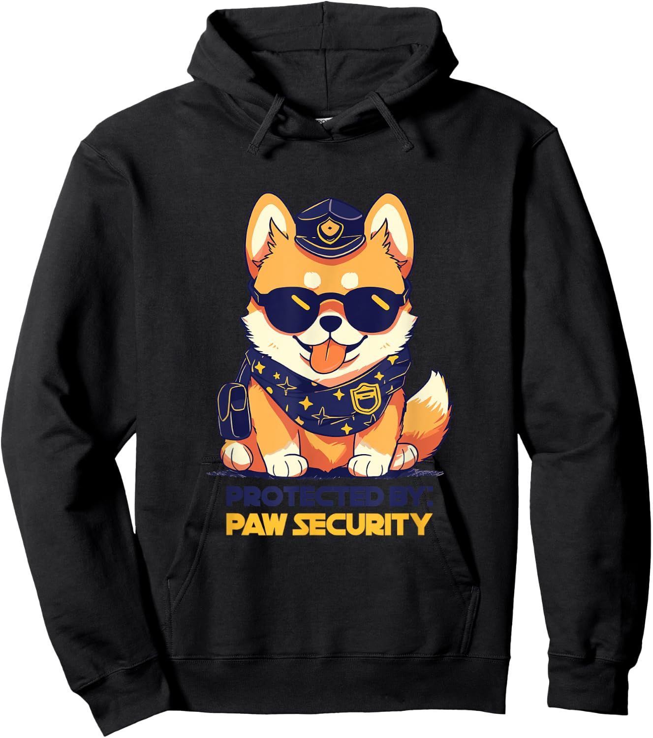 Cute Pomeranian Dog Protected By Paw Security Sunglasses Men Women Kids Hoodie - Hoodie | Black