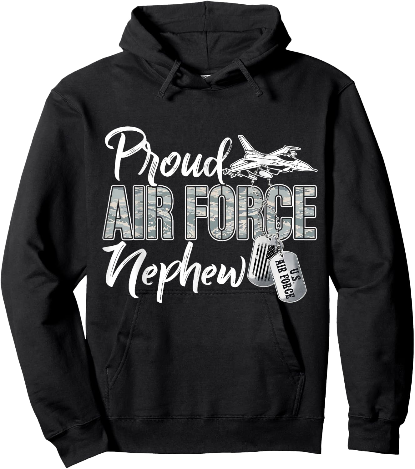 Proud Air Force Nephew Air Force Graduation USAF Nephew Hoodie - Hoodie | Black