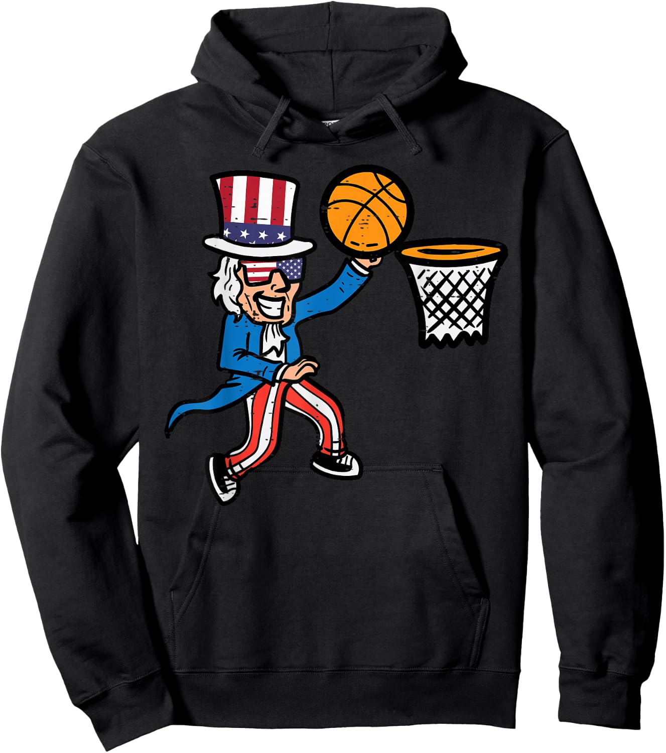 4th Of July Basketball Uncle Sam America Men Boys Kids Teens Hoodie - Hoodie | Black