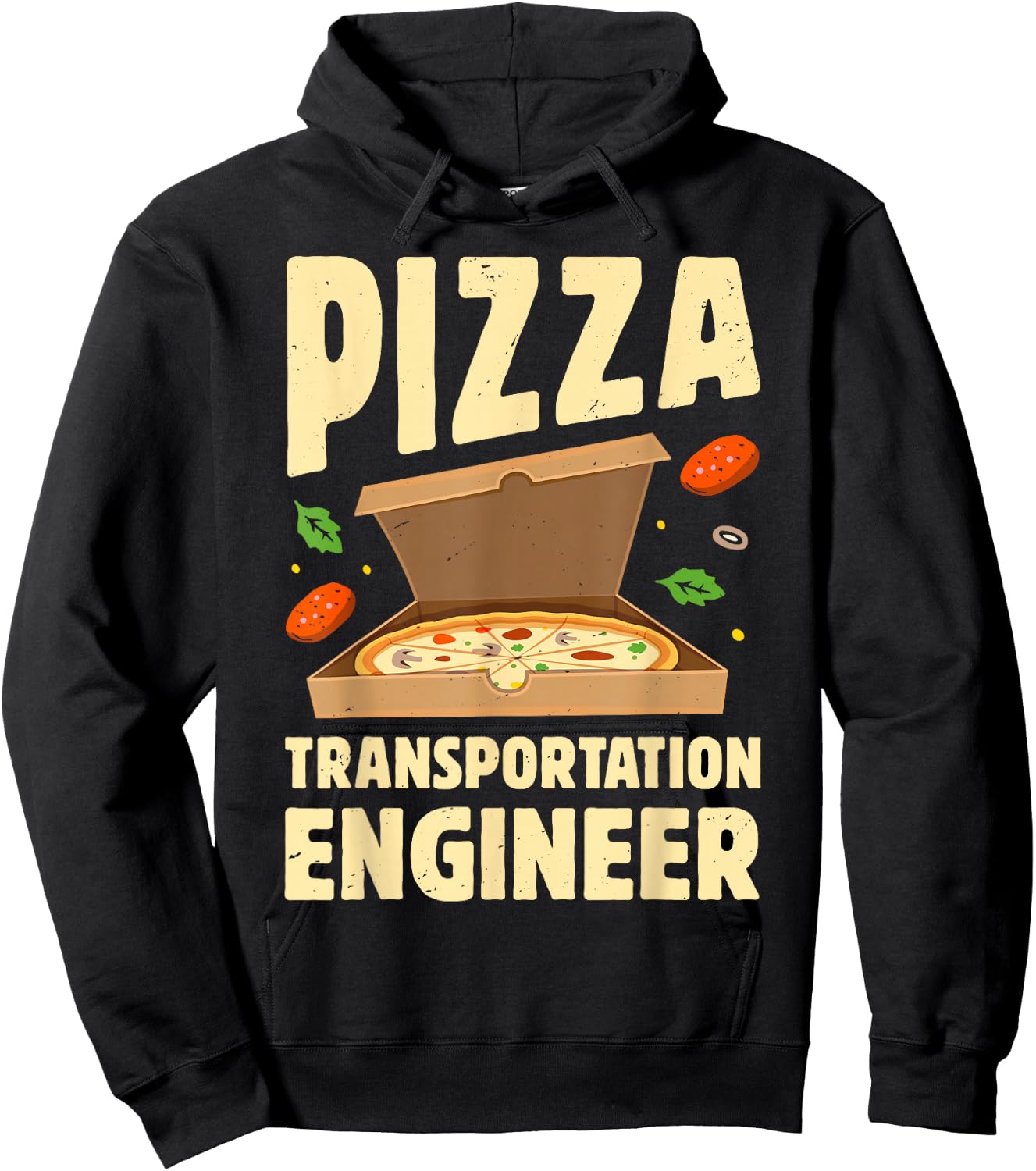 Pizza Transportation Engineer Funny Food Delivery Guy Retro Hoodie - Hoodie | Black