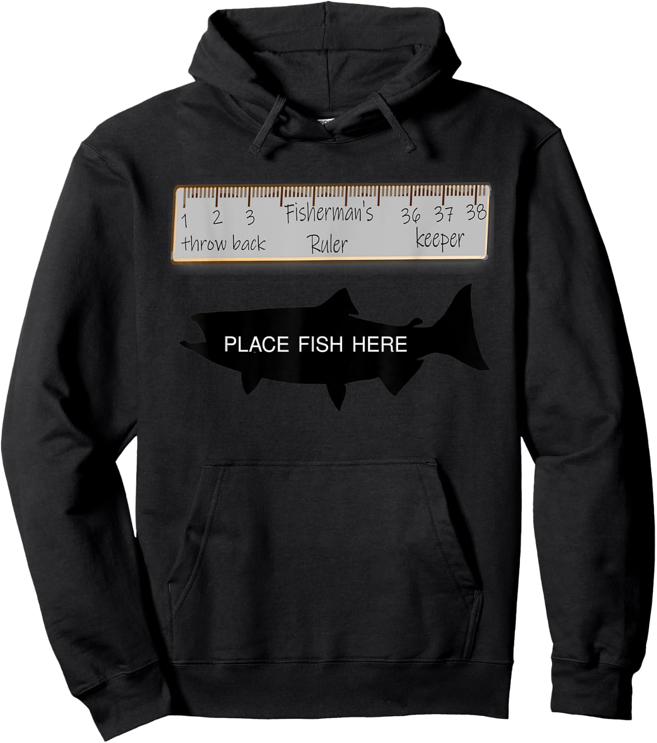 Fisherman's Ruler Size Chart Funny Fishing Size Guide Hoodie - Hoodie | Black
