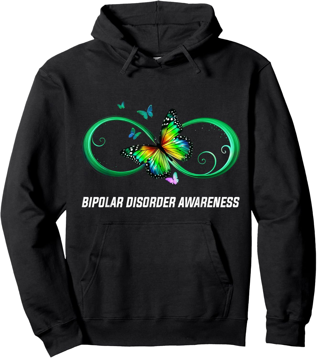 Infinity Butterfly Bipolar Disorder Awareness Hoodie - Hoodie | Black