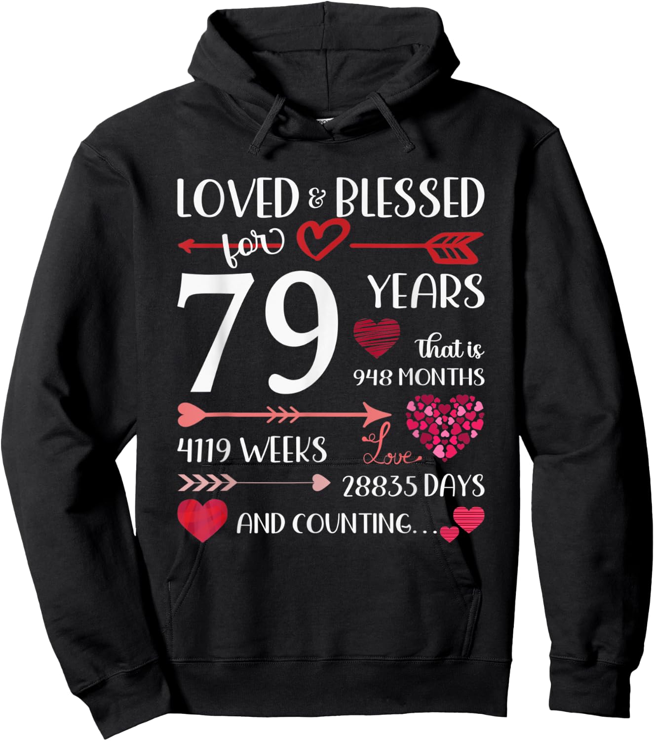 Loved And Blessed For 79 Years Old 79th Birthday Mothers Day Hoodie - Hoodie | Black