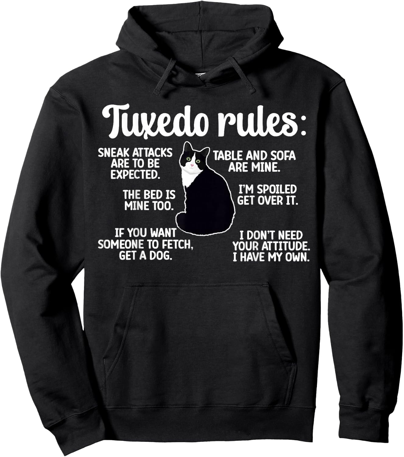 Tuxedo Cat Rules Tuxedo Cat Lover Tuxedo Cat Owner Hoodie - Hoodie | Black