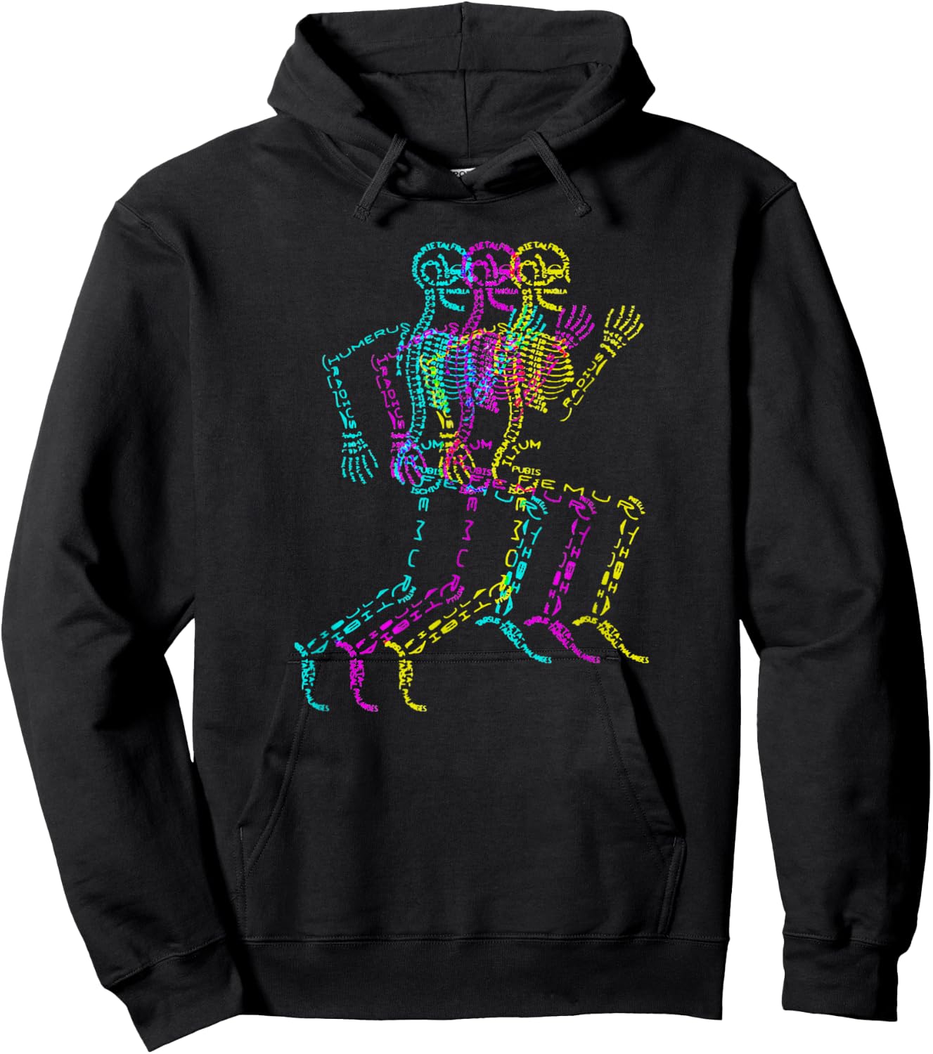 Nerdy Skeleton Bones Labeled Funny Halloween Human Anatomy Hoodie - Hoodie | Black