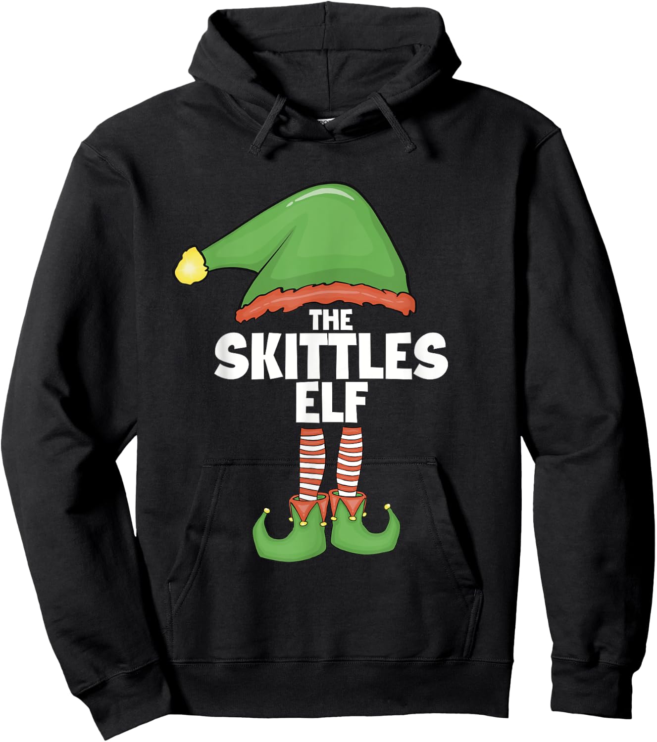 Skittles Elf Family Xmas Holiday Santa Elf Christmas Hoodie - Hoodie | Black