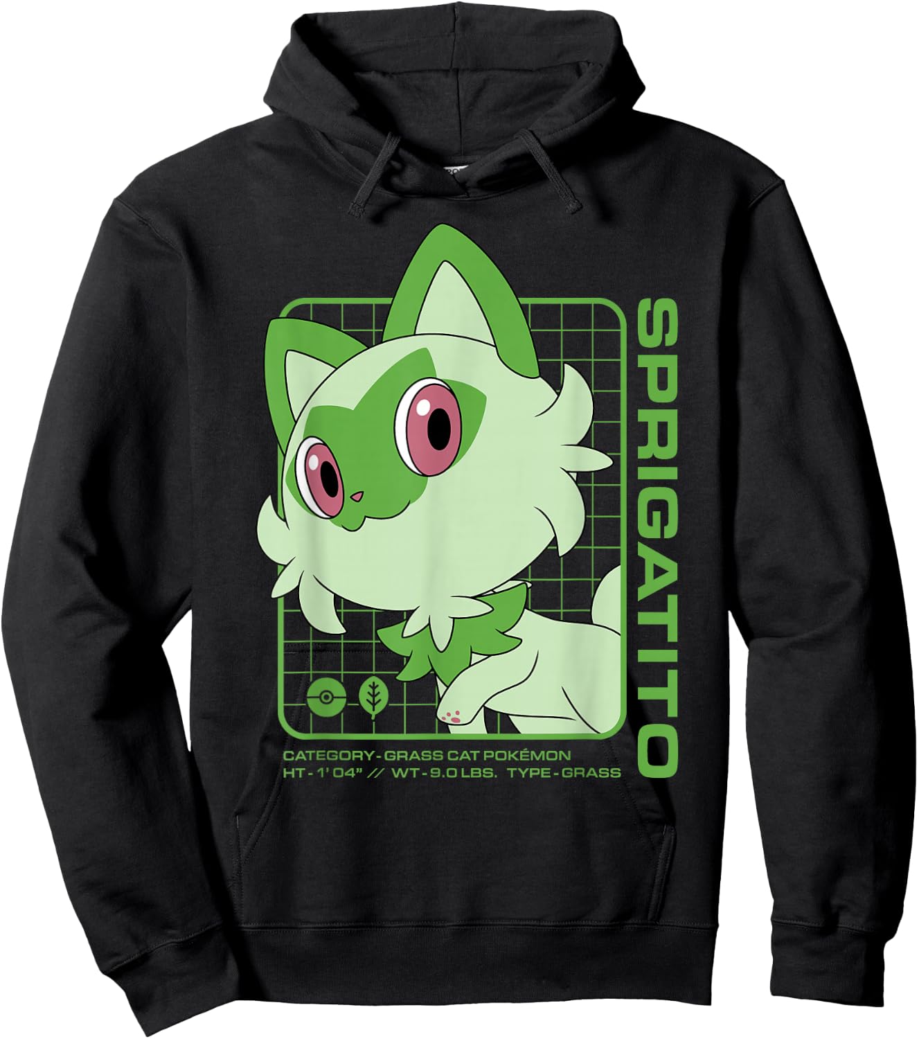 Pokémon - Sprigatito Stats Hoodie - Hoodie | Black