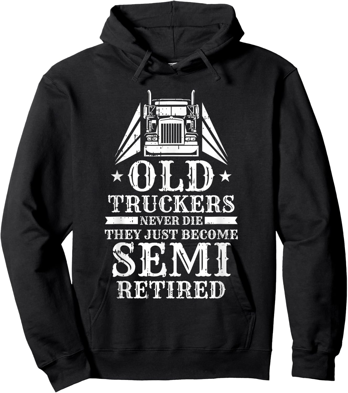 Truck Driver Retired Trucking - Rig Old Man Trucker Hoodie - Hoodie | Black