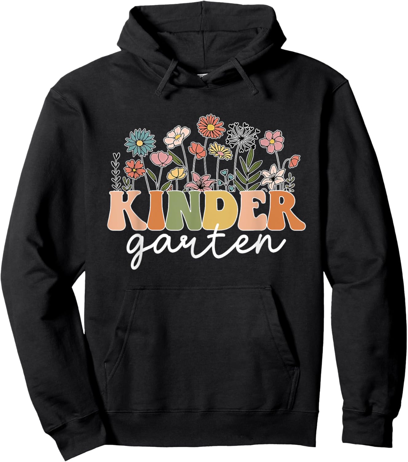 Kindergarten Teacher Wildflower Back To School Floral Outfit Men Women Hoodie - Hoodie | Black