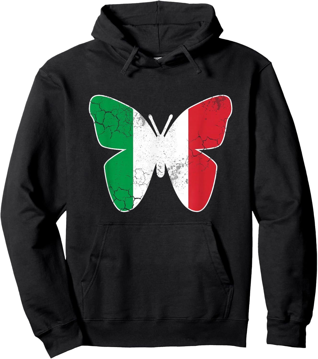 Italian Flag Butterfly Italia Italy Vintage Distressed Hoodie - Hoodie | Black