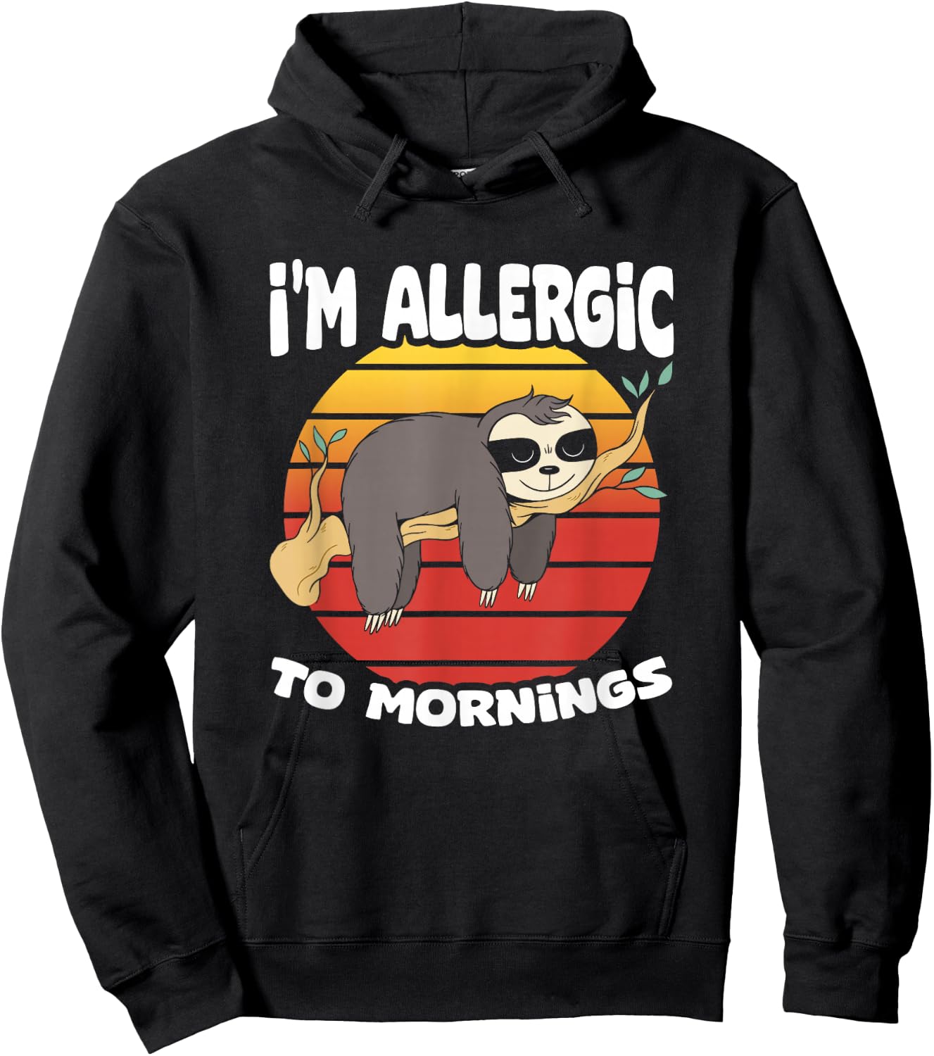 Allergic To Mornings Sloth Animal Sloths Lover Vintage Sloth Hoodie - Hoodie | Black