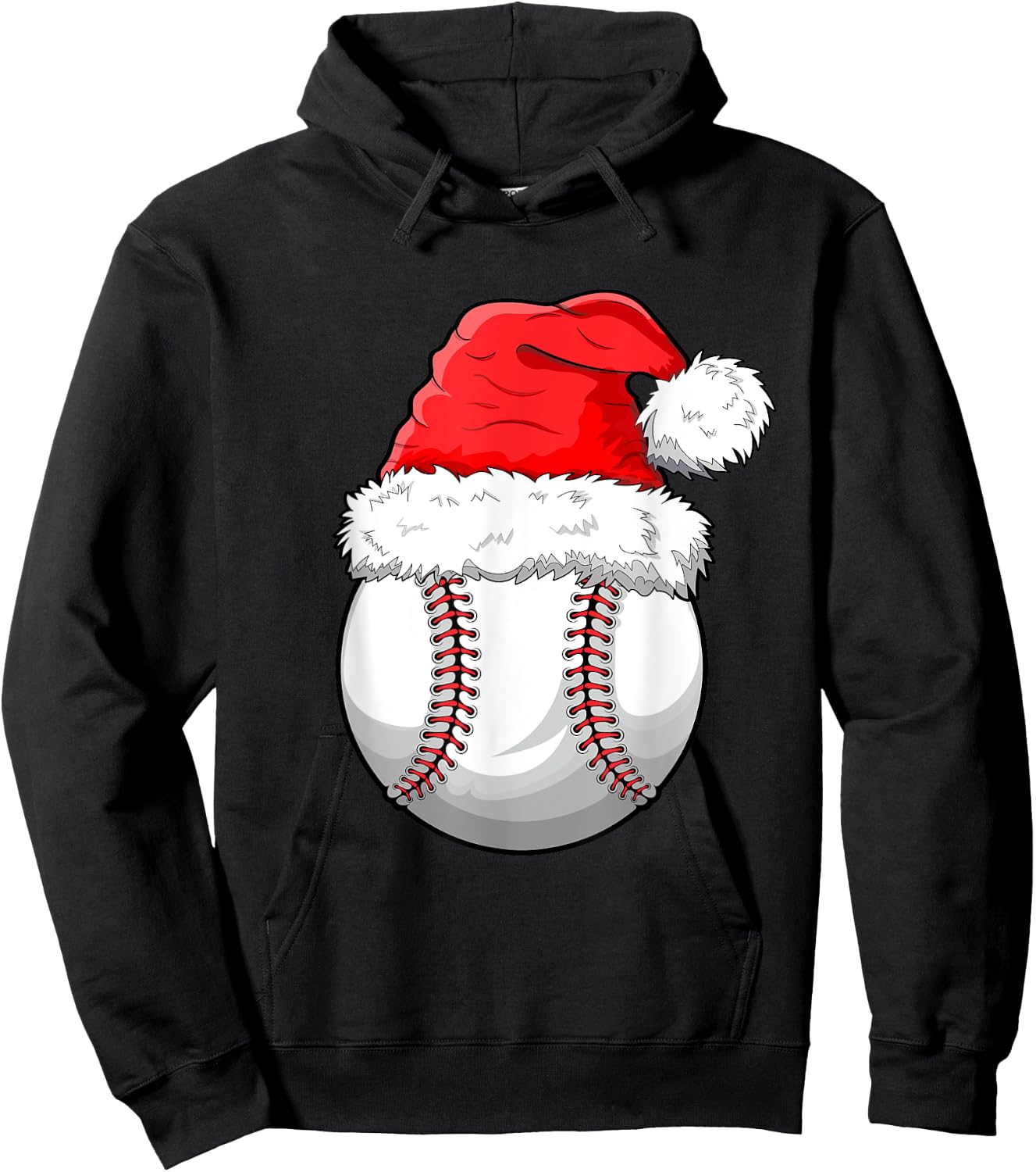 Christmas Baseball Ball Santa Hat Funny Sport Xmas Boys Men Hoodie - Hoodie | Black