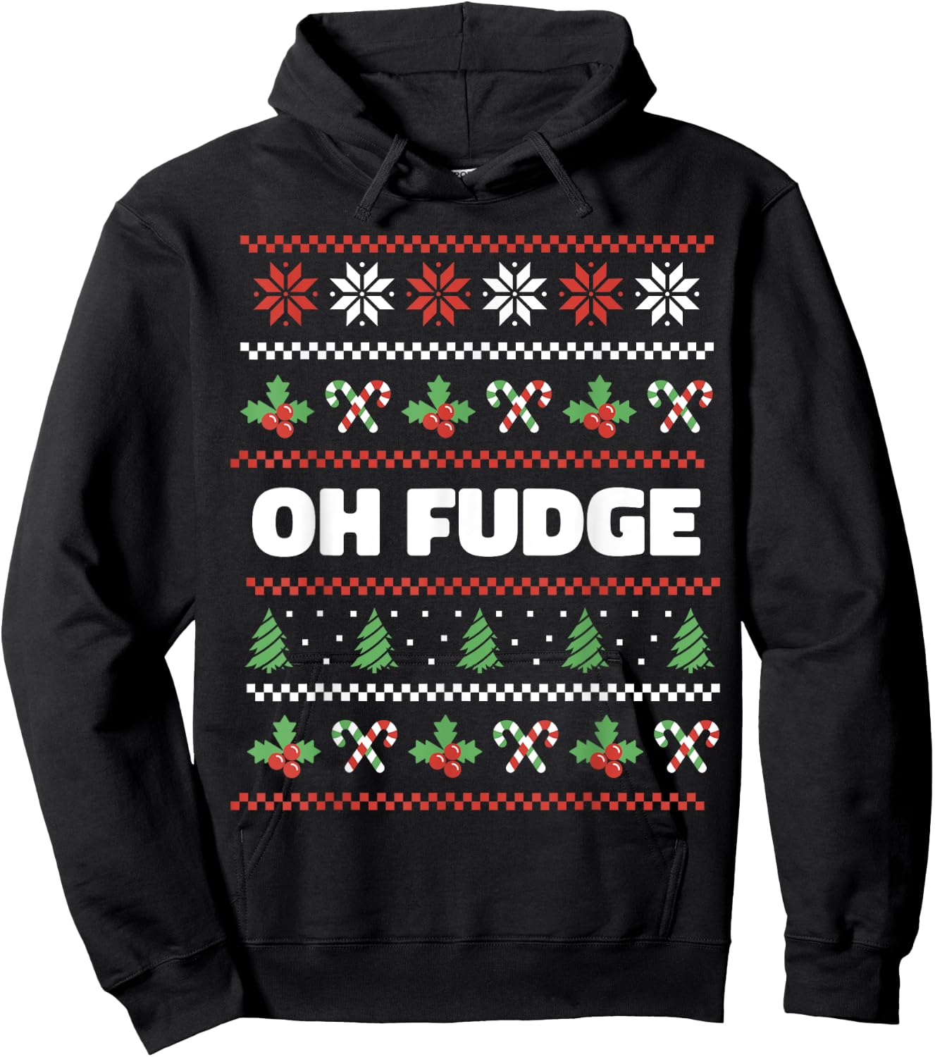 Oh Fudge Ugly Christmas Sweater Hoodie - Hoodie | Black