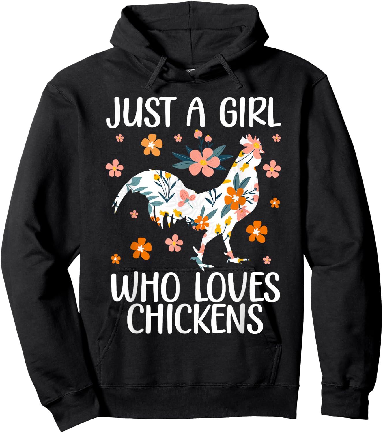Funny Chicken Art For Girls Women Chick Flock Chicken Farmer Hoodie - Hoodie | Black