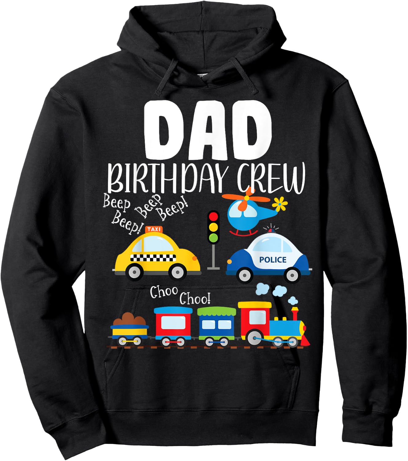 Dad Birthday Crew Trucks Train Birthday Party Toddler Bday Hoodie - Hoodie | Black