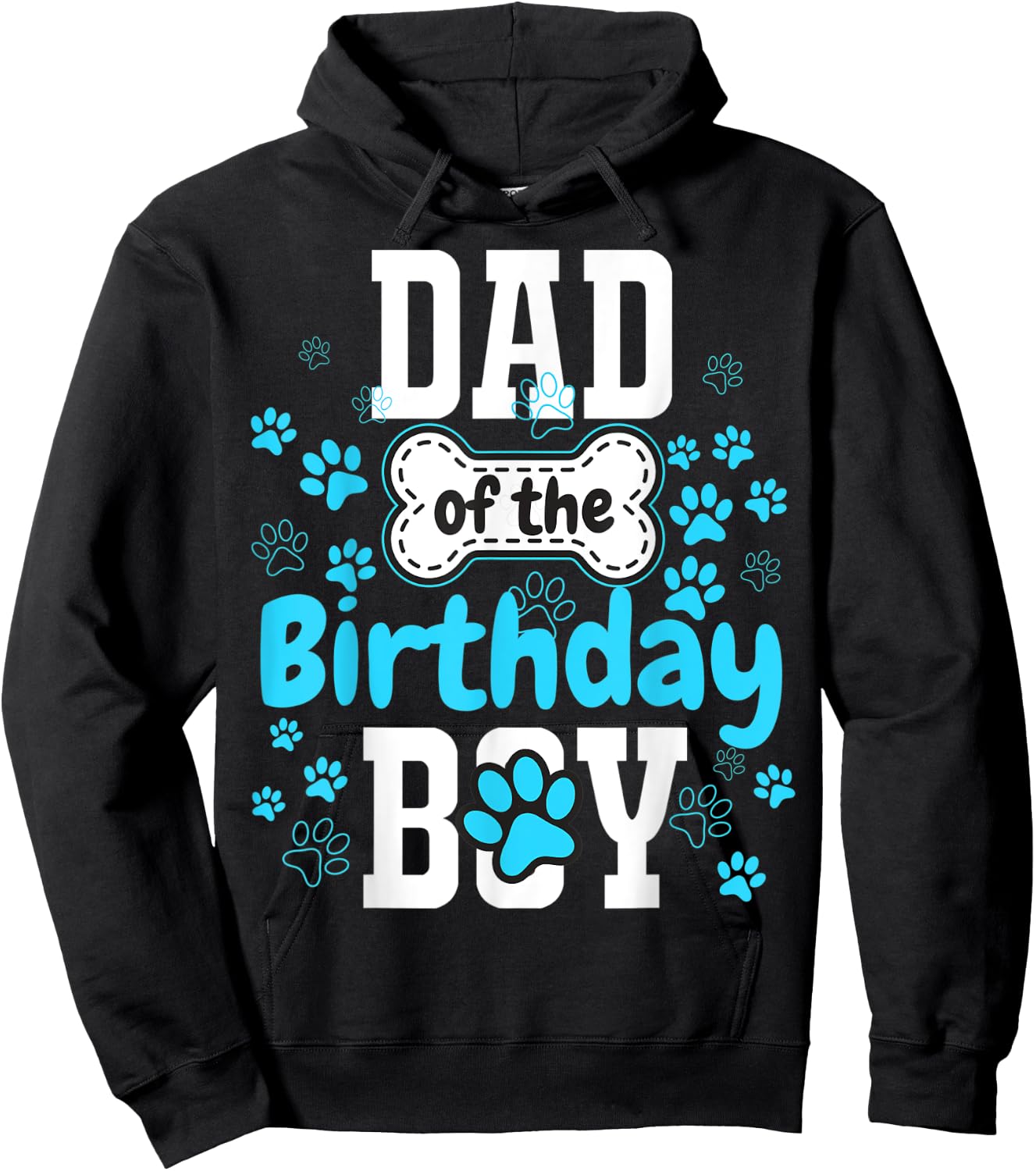 Dad of The Birthday Boy Dog Paw Pet Matching Family Party Hoodie - Hoodie | Black