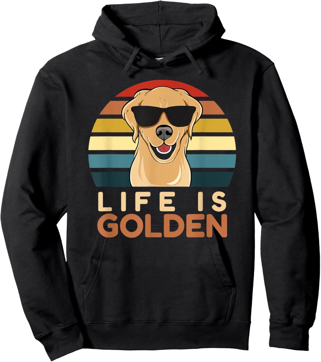 Life Is Golden Retriever Funny Dog Owner Mom Dad Cute Men Women Girls Kids Hoodie - Hoodie | Black
