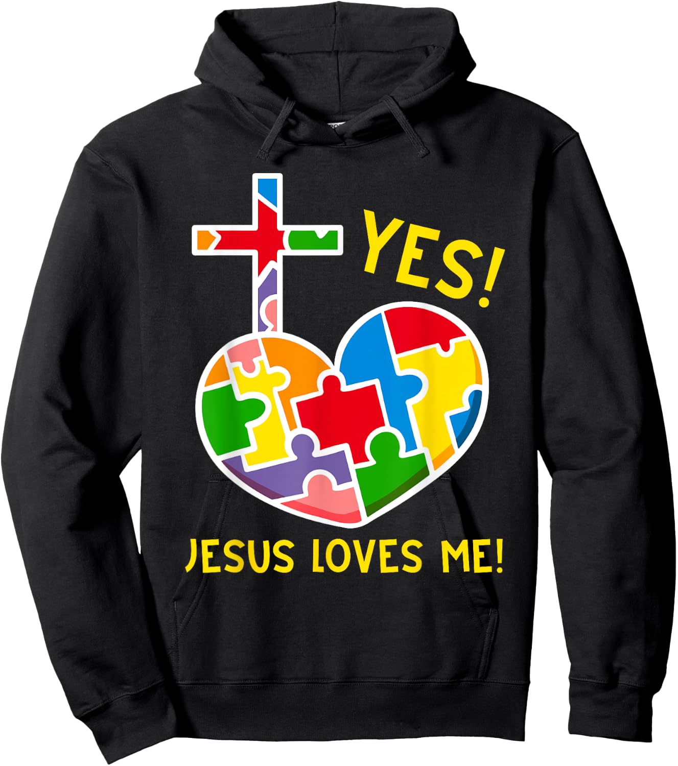Yes, Jesus Loves Me Funny Puzzles Autism Awareness Kids Hoodie - Hoodie | Black