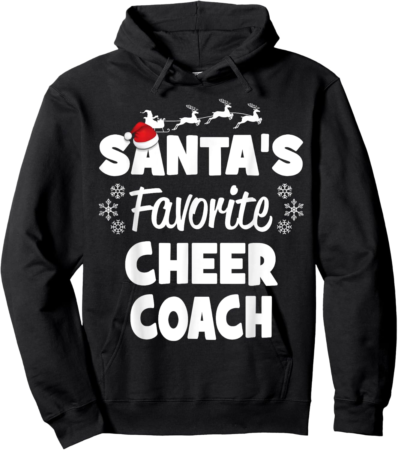 Santa's Favorite Cheer Coach Funny Christmas Matching Hoodie - Hoodie | Black