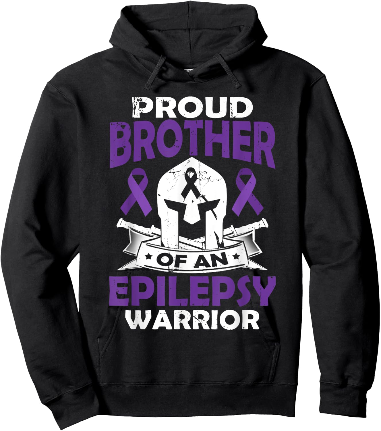 Proud Brother Of Epilepsy Warrior Seizure Disorder Awareness Hoodie - Hoodie | Black