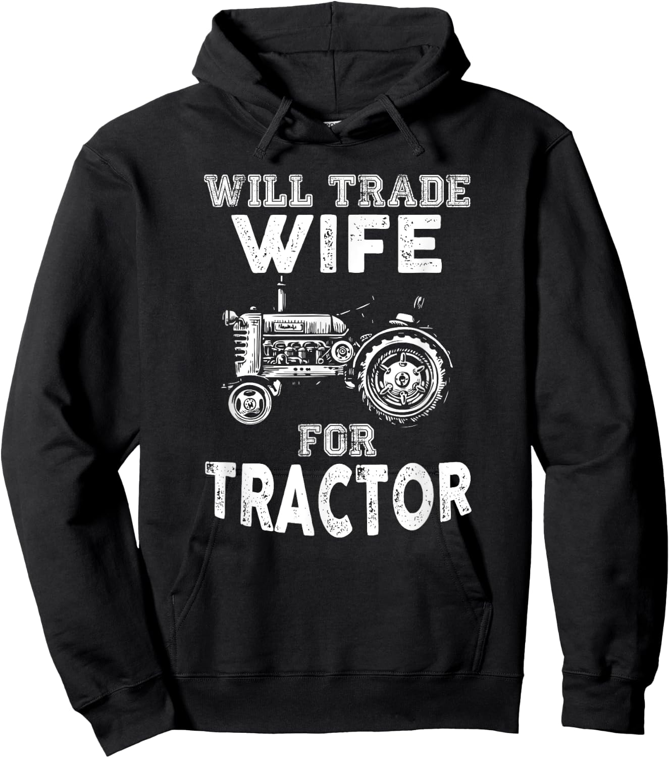 Will Trade Wife Tractor Funny Farmer Farming Hoodie - Hoodie | Black