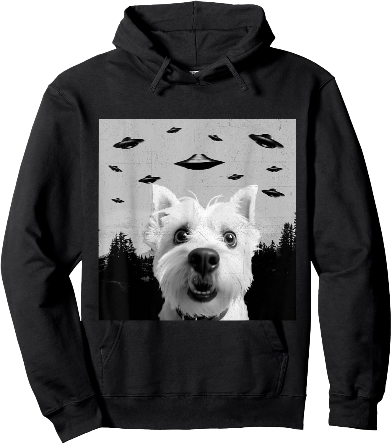 Alien UFO Funny West Highland White Terrier Westie Dog Lover Hoodie - Hoodie | Black