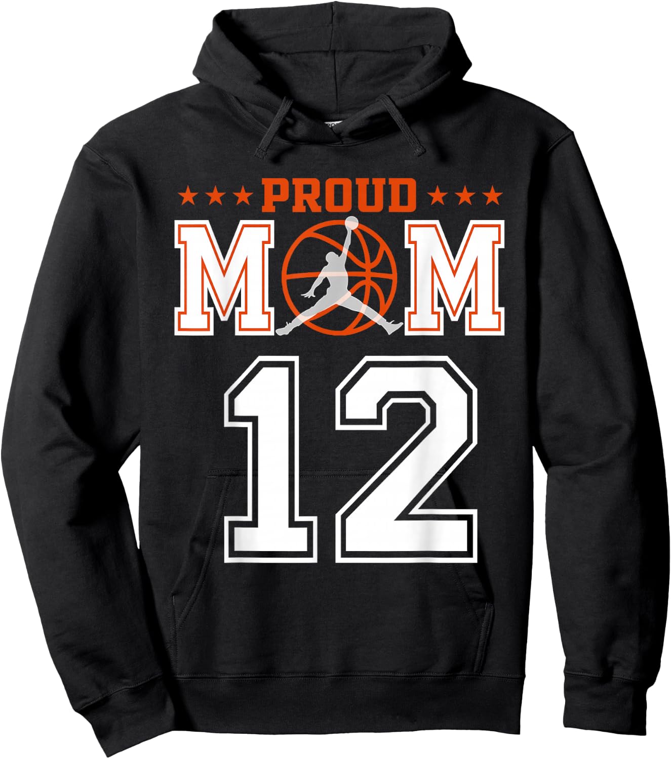 Custom Number 12 Proud Basketball Mom Personalized Sport Lov Hoodie - Hoodie | Black