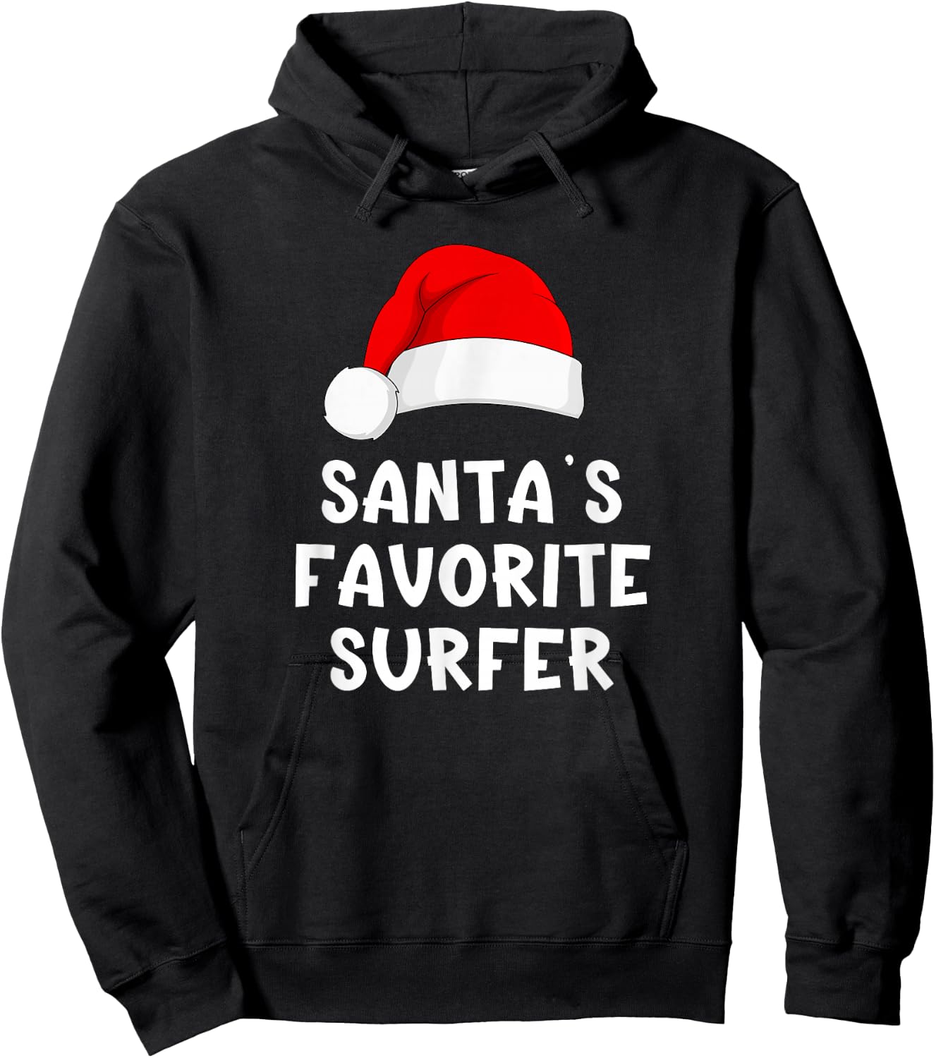 Christmas Santa's Favorite Surfer Funny Xmas Surfing Surf Hoodie - Hoodie | Black