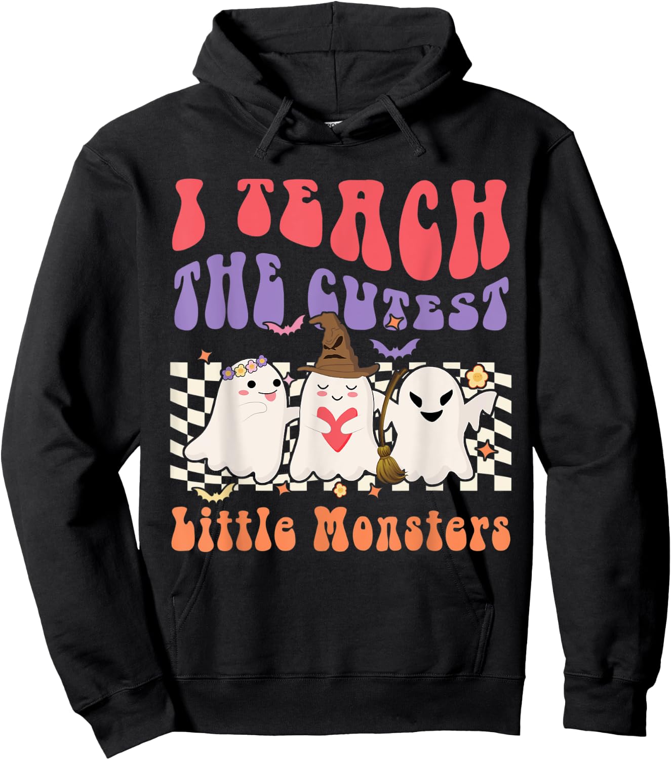Ghost Witches I Teach The Cutest Monsters Halloween Teacher Hoodie - Hoodie | Black