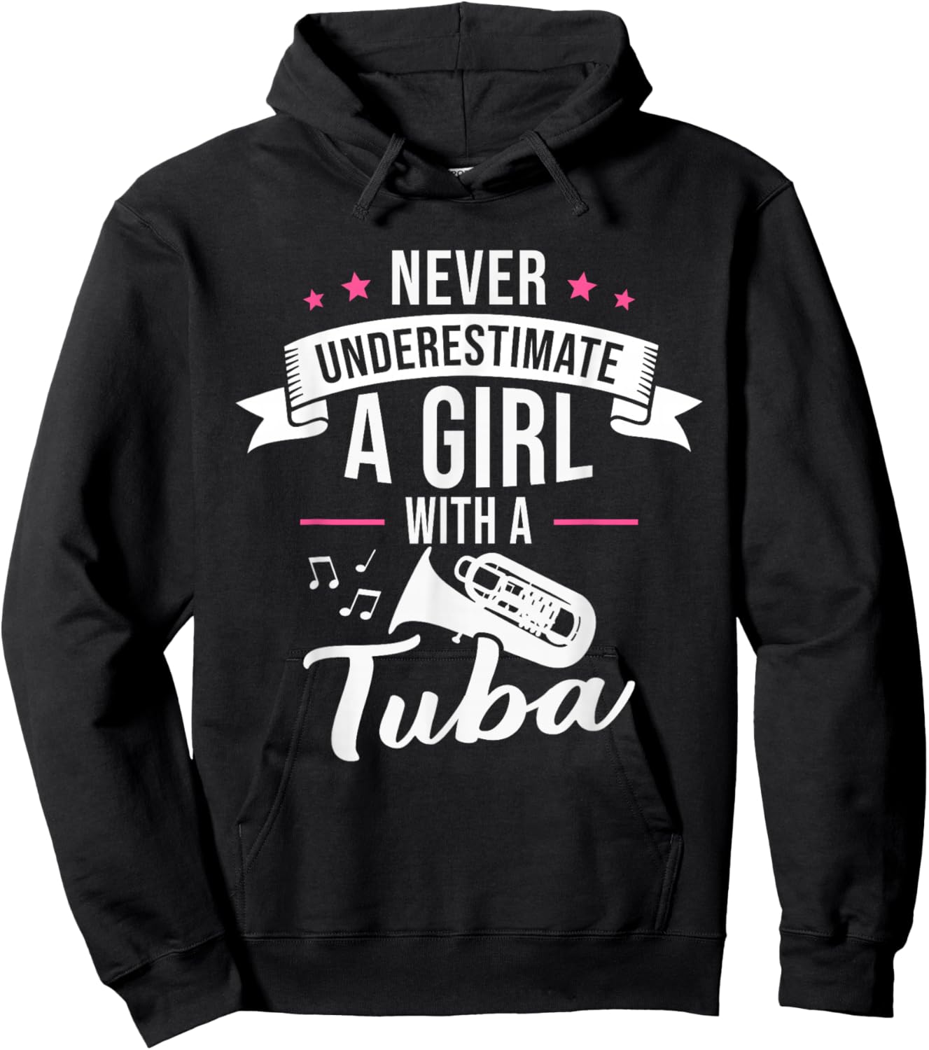 Never Underestimate A Girl With A Tuba Hoodie - Hoodie | Black
