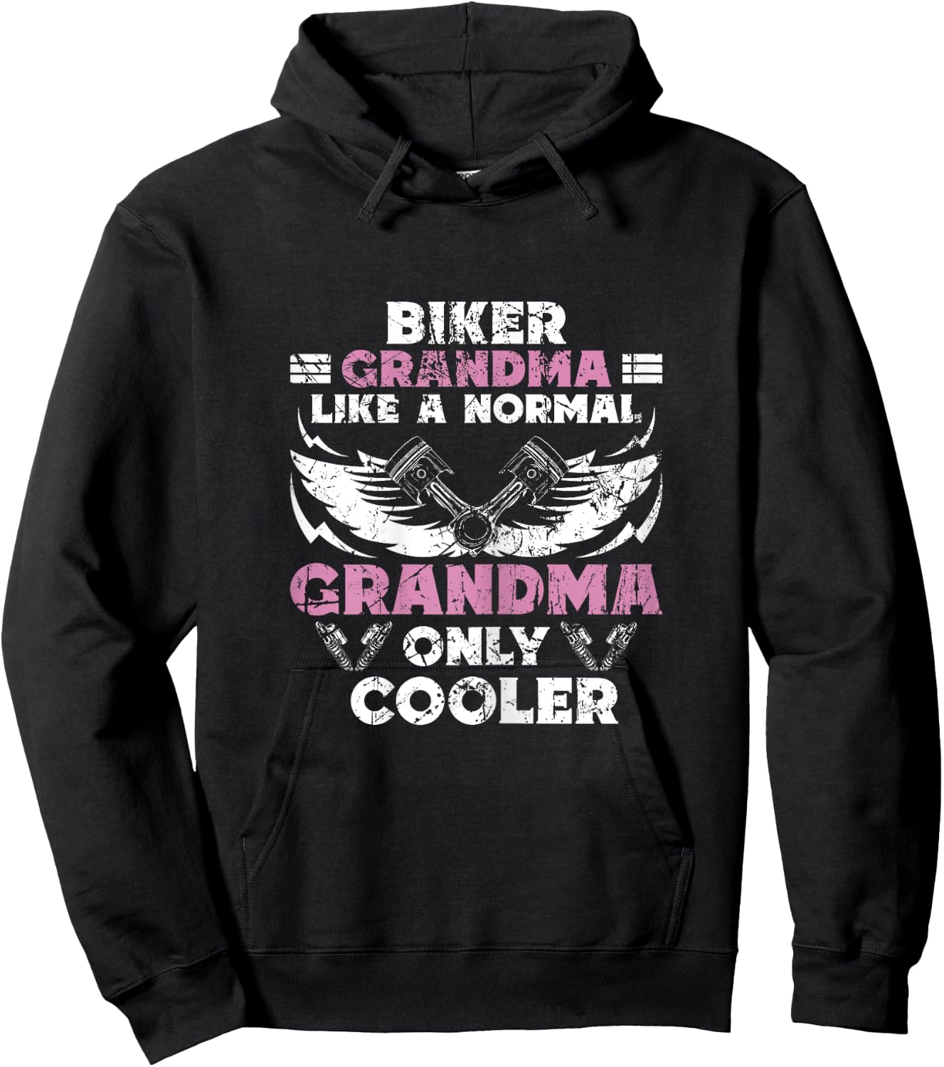 Biker Grandma Motorcycle Vintage Grandmother Motorbike Hoodie - Hoodie | Black