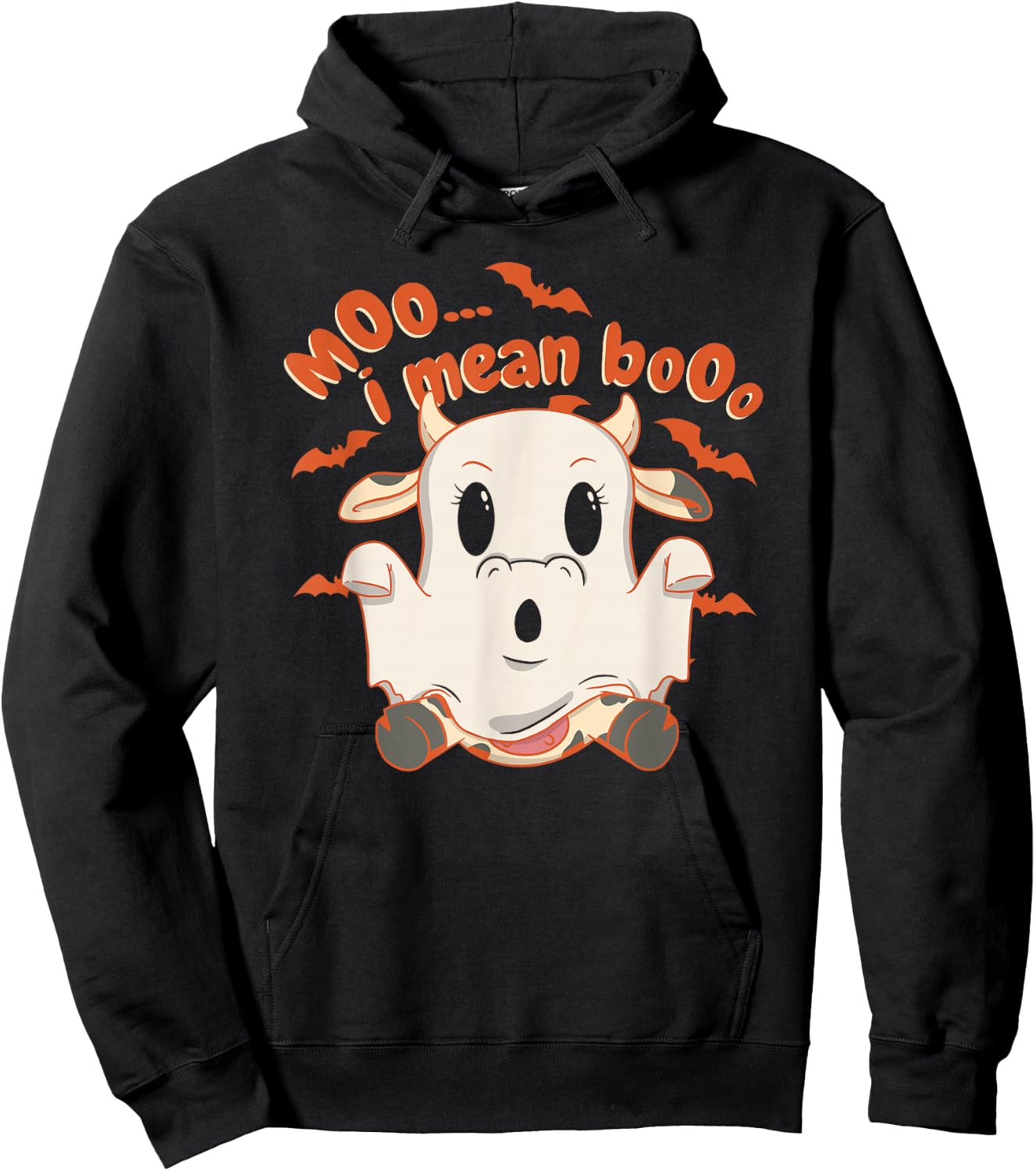 Halloween Moo Cow Dressed as a Ghost Hoodie - Hoodie | Black