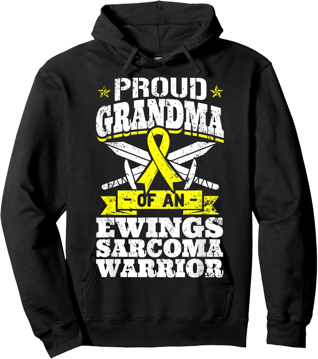 Proud Grandma Of An Ewings Sarcoma Warrior Awareness Ribbon Hoodie - Hoodie | Black