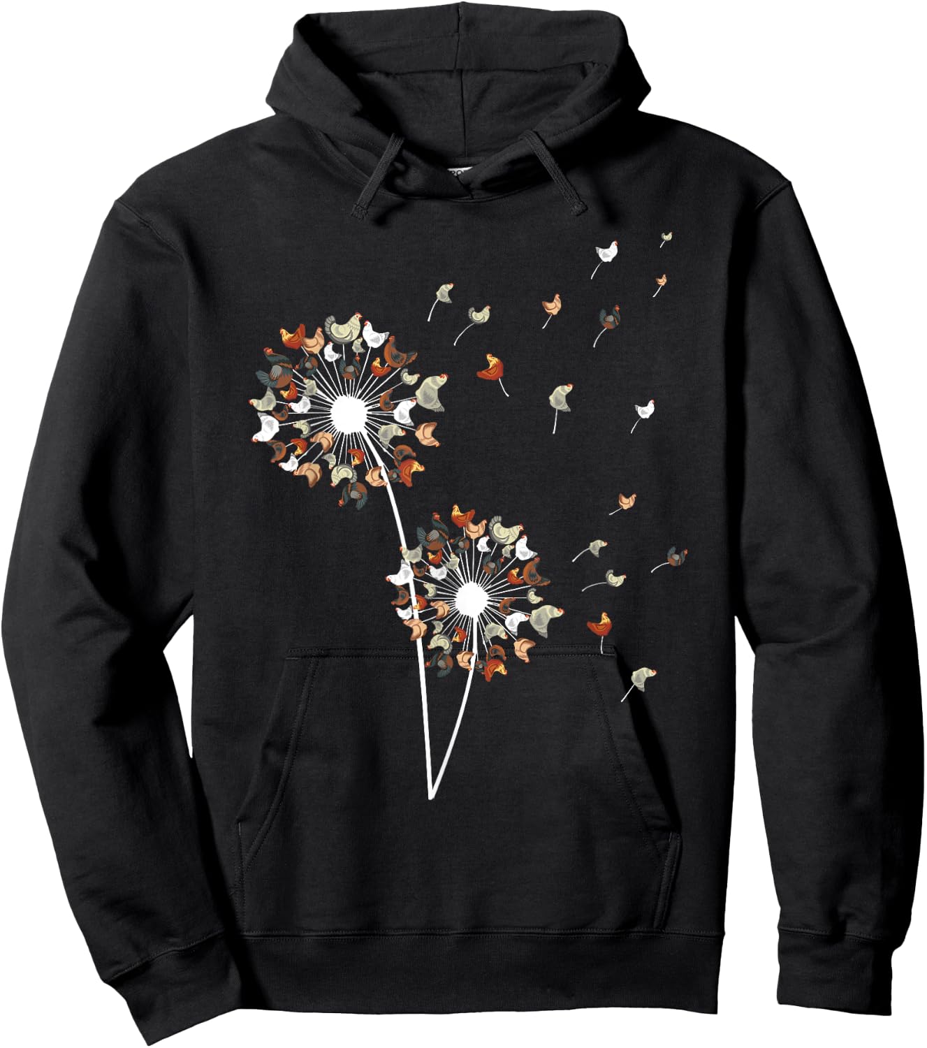 Chicken Art Women Dandelion Lovers Chicken Farmer Hoodie - Hoodie | Black