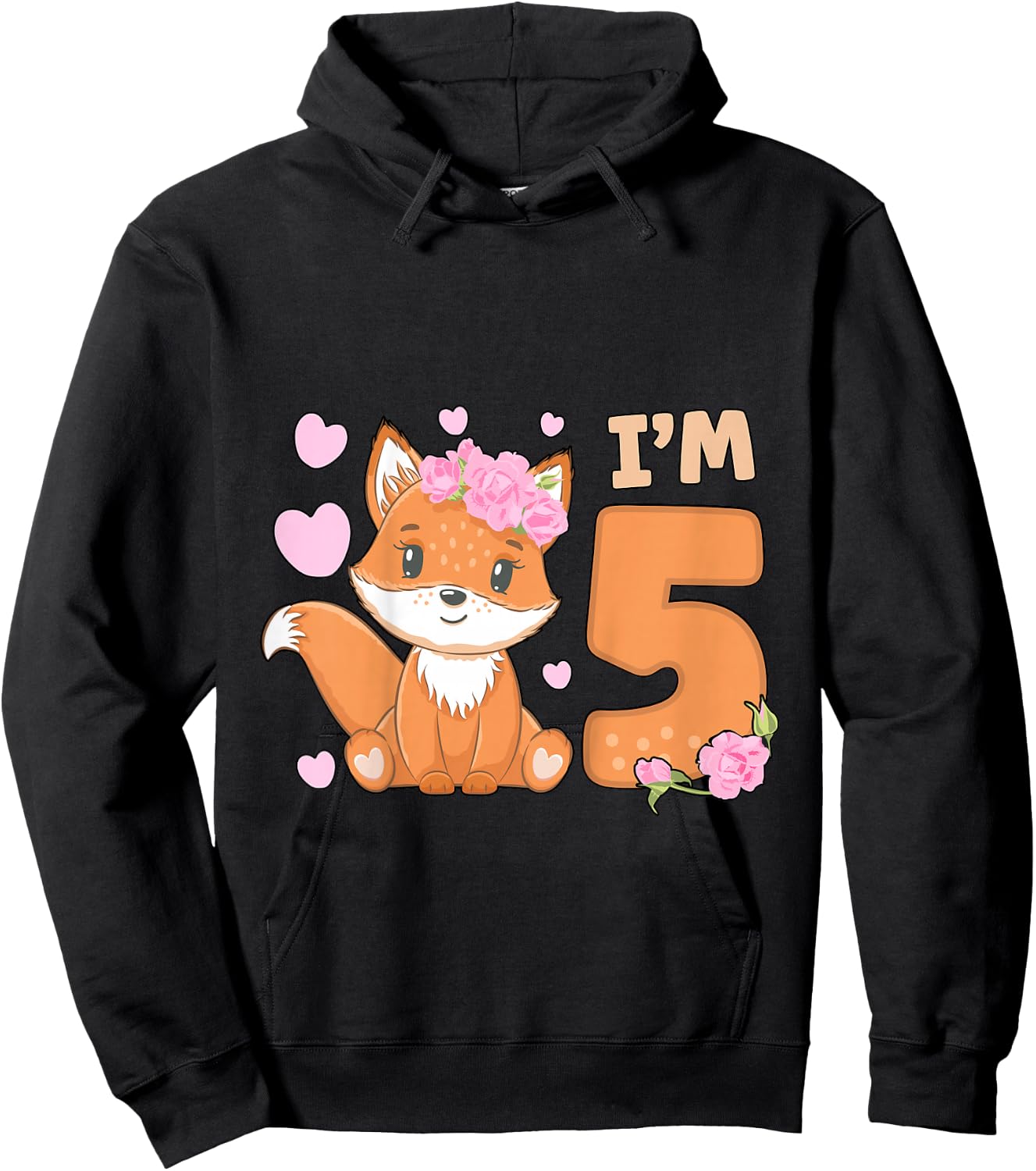 5th Fox Birthday Party Five Year Old Girl Fox Birthday Hoodie - Hoodie | Black