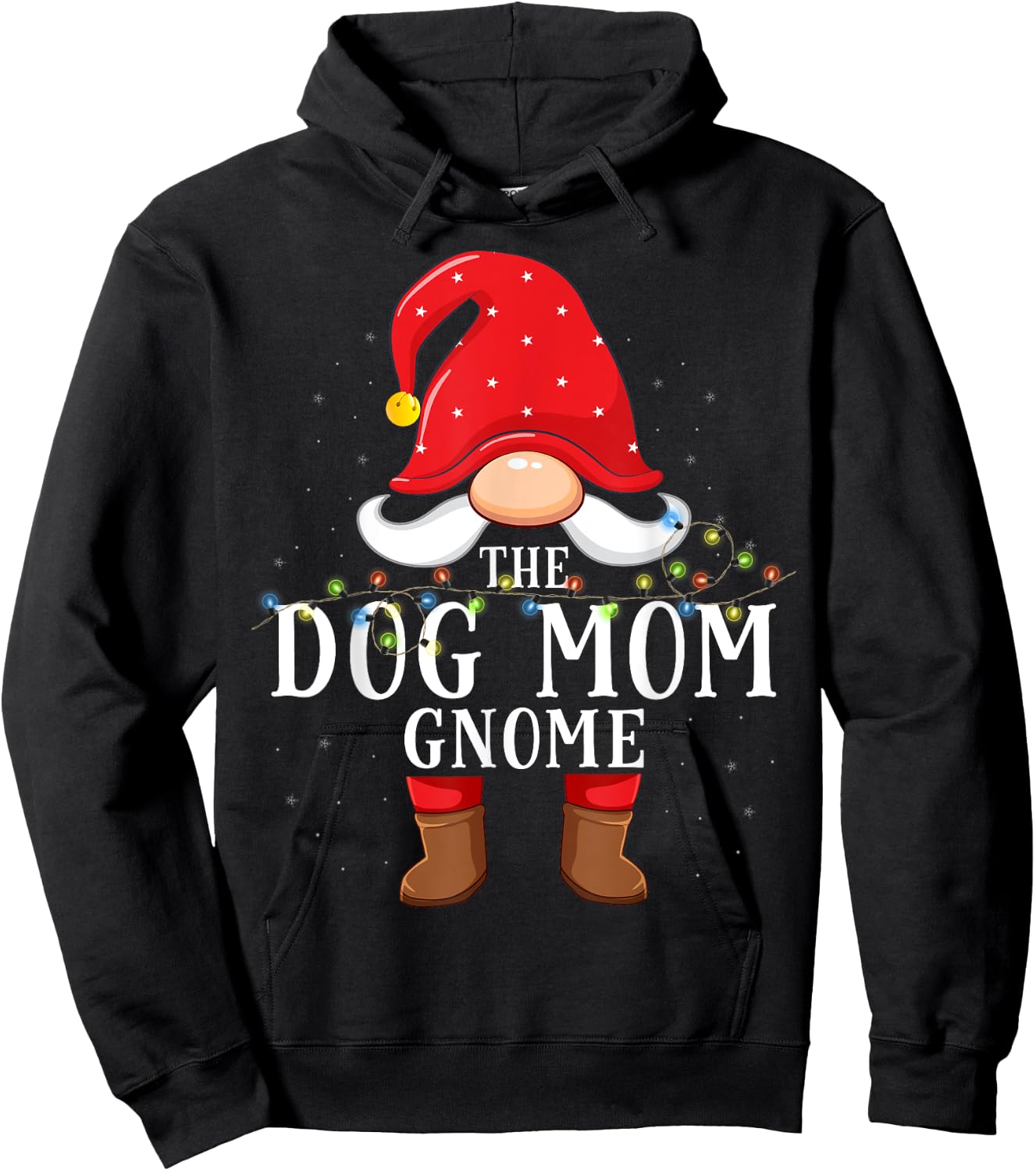 Dog mom Gnome Matching Christmas Family Pajama Hoodie - Hoodie | Black