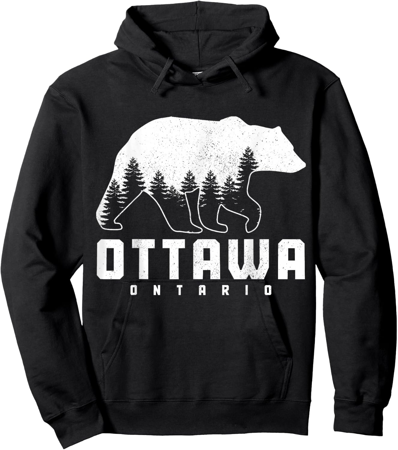 Ottawa Ontario Canada Bear Grizzly Pride Outdoor Vintage Hoodie - Hoodie | Black