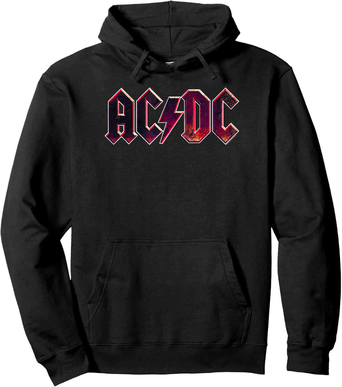 Official AC/DC Raw Distressed Logo Vintage Hoodie - Hoodie | Black