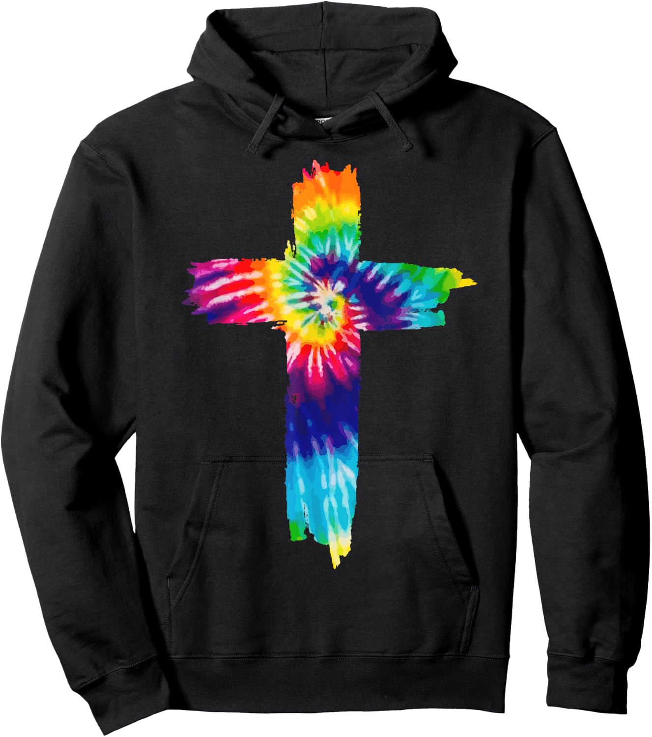 Cross Tie Dye Christian Jesus Hippie Bible Religious Hoodie - Hoodie | Black