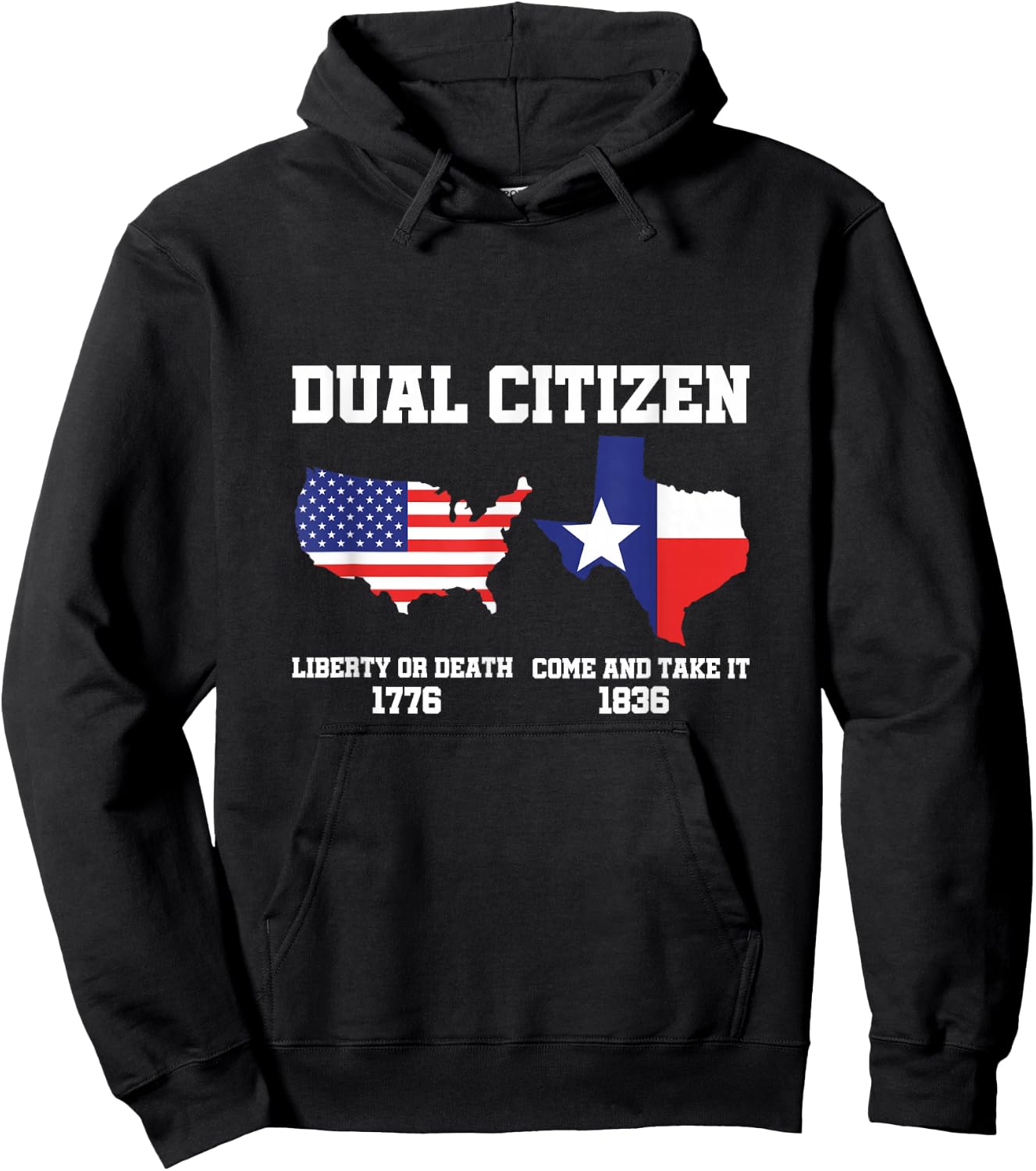 Dual Citizen of Texas and USA, Texas and USA Flag Hoodie - Hoodie | Black