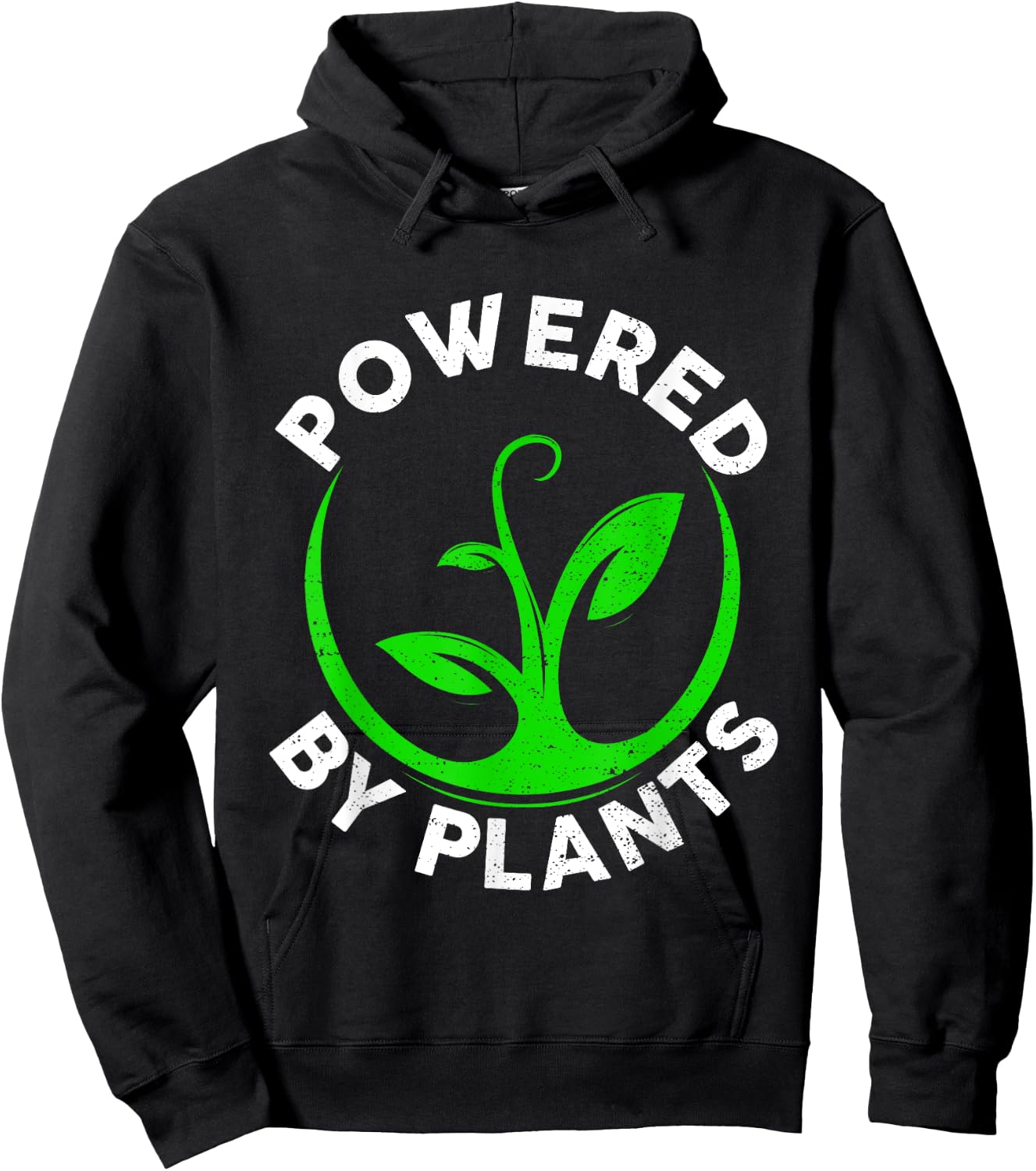 Powered By Cute Plants Funny Retro Workout Vegan Vegetarian Hoodie - Hoodie | Black