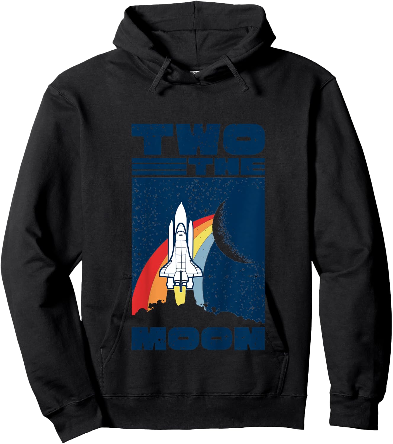 Vintage Retro Two The Moon 2 Year Old 2nd Birthday Party Hoodie - Hoodie | Black