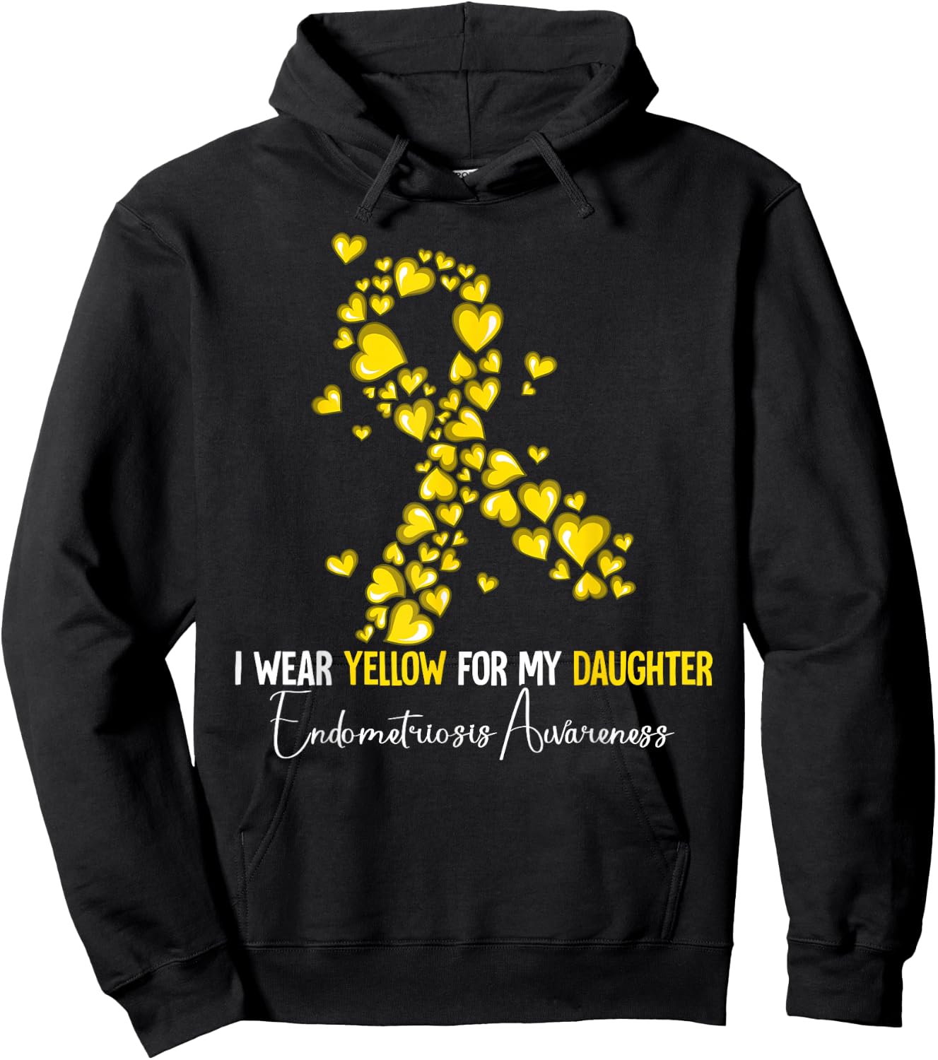 I Wear Yellow For My Daughter Endometriosis Awareness Hoodie - Hoodie | Black