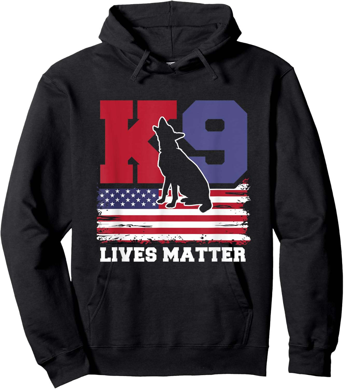 K9 Lives Matter K-9 Police Dog USA American Flag 4th of July Hoodie - Hoodie | Black