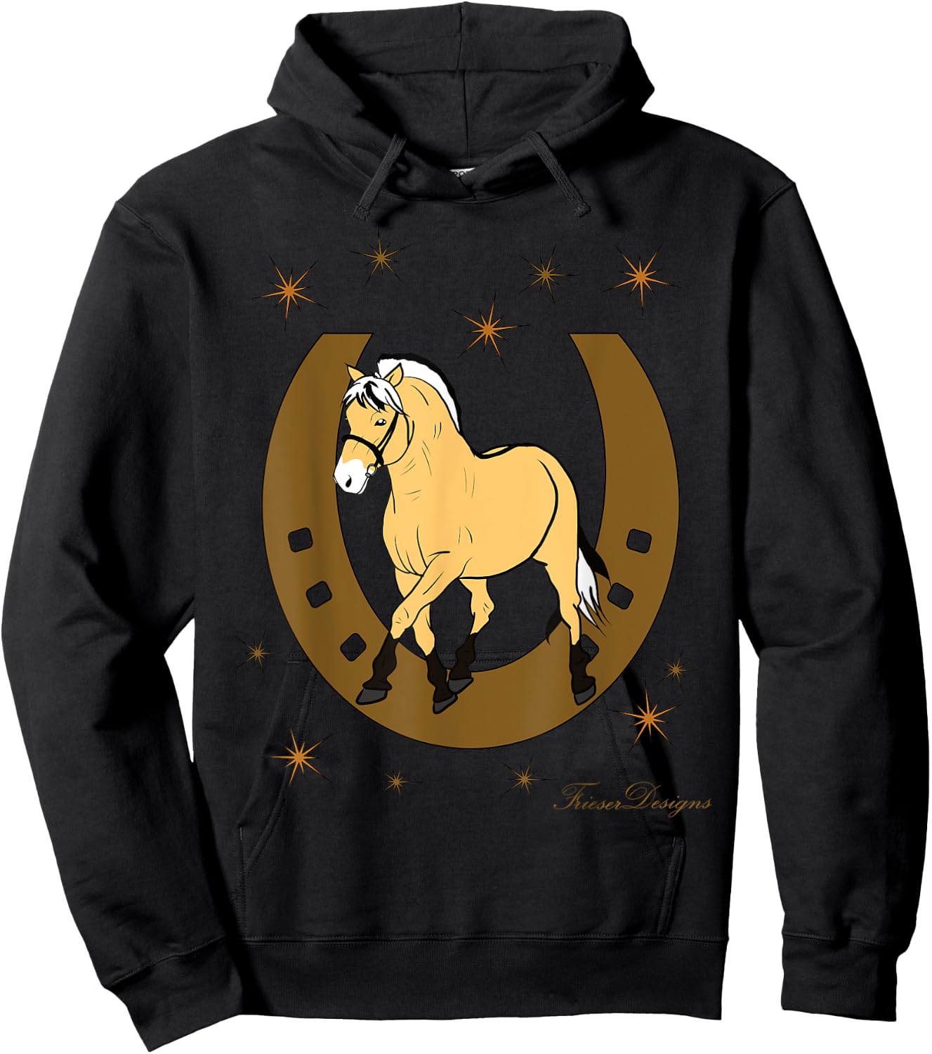 Fjord Horse, Fjord, Fjordi with Horseshoe Pony Fan Cute Horses Hoodie - Hoodie | Black